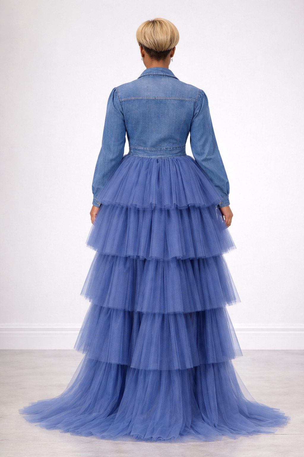 Modern Muse Denim Tulle Maxi