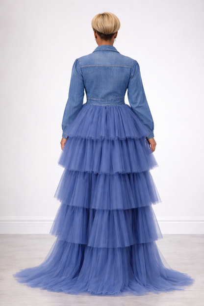 Modern Muse Denim Tulle Maxi