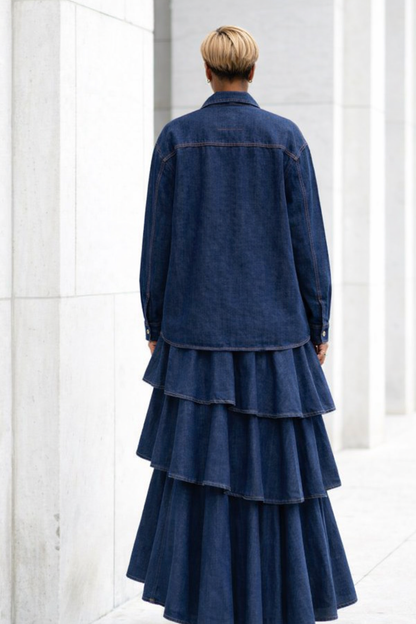 City Chic Layered Denim Maxi